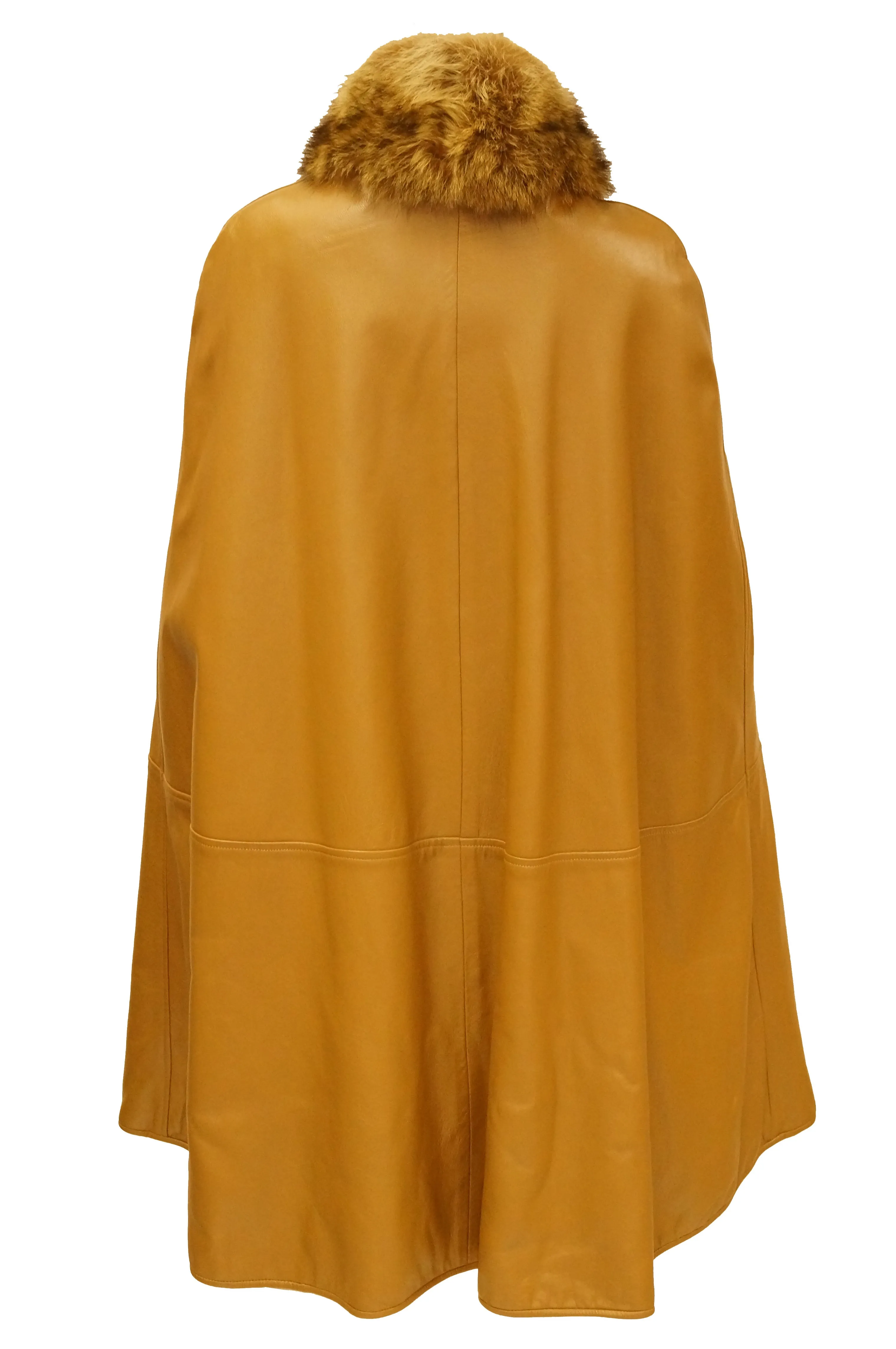 1960s Bonnie Cashin Leather Cape w/ Fur Collar