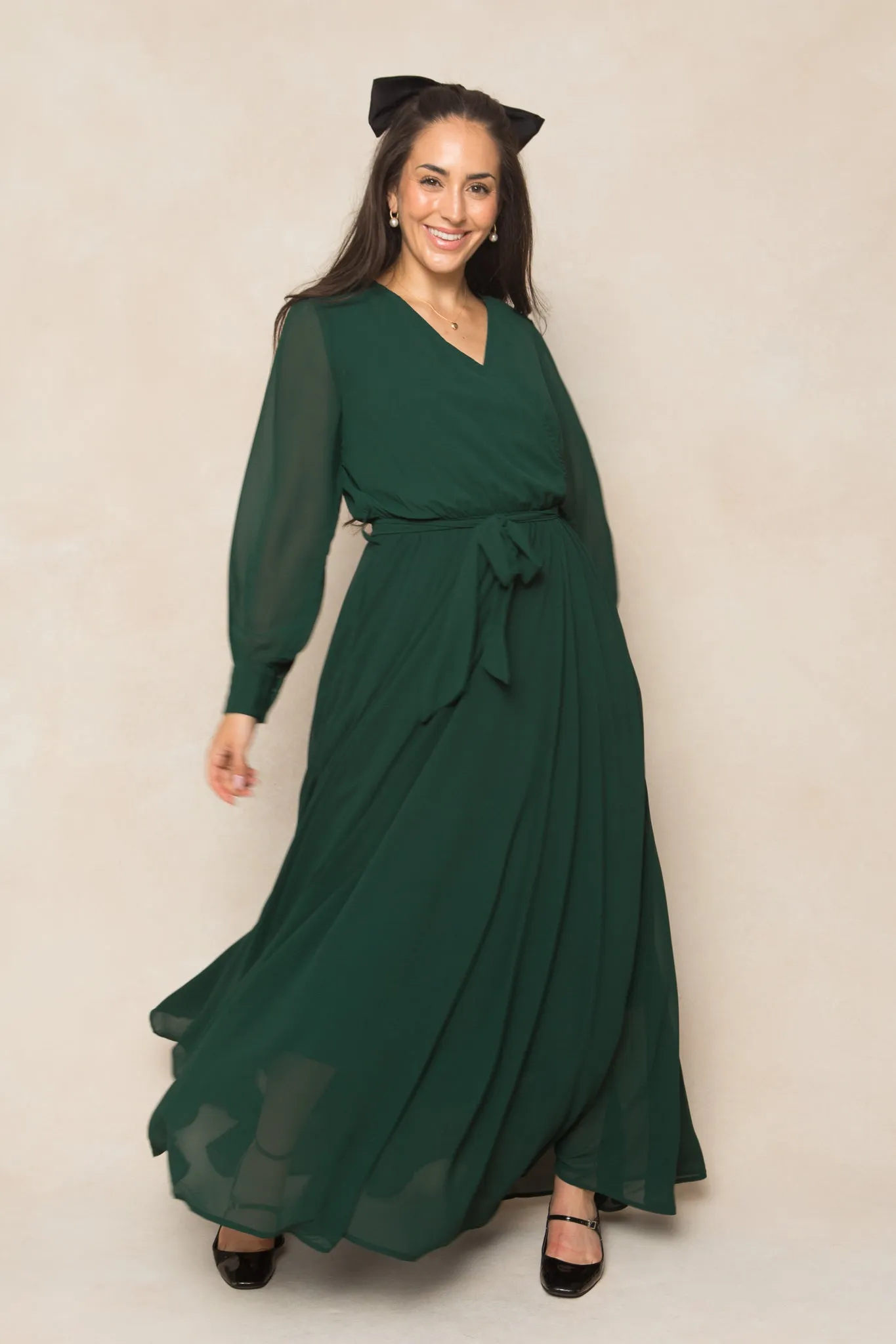 Andie Dress in Emerald Chiffon