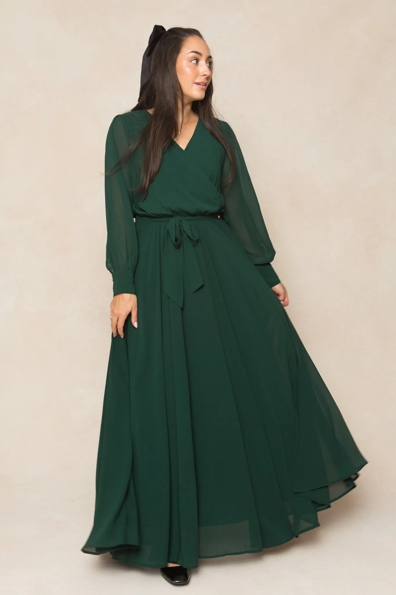 Andie Dress in Emerald Chiffon