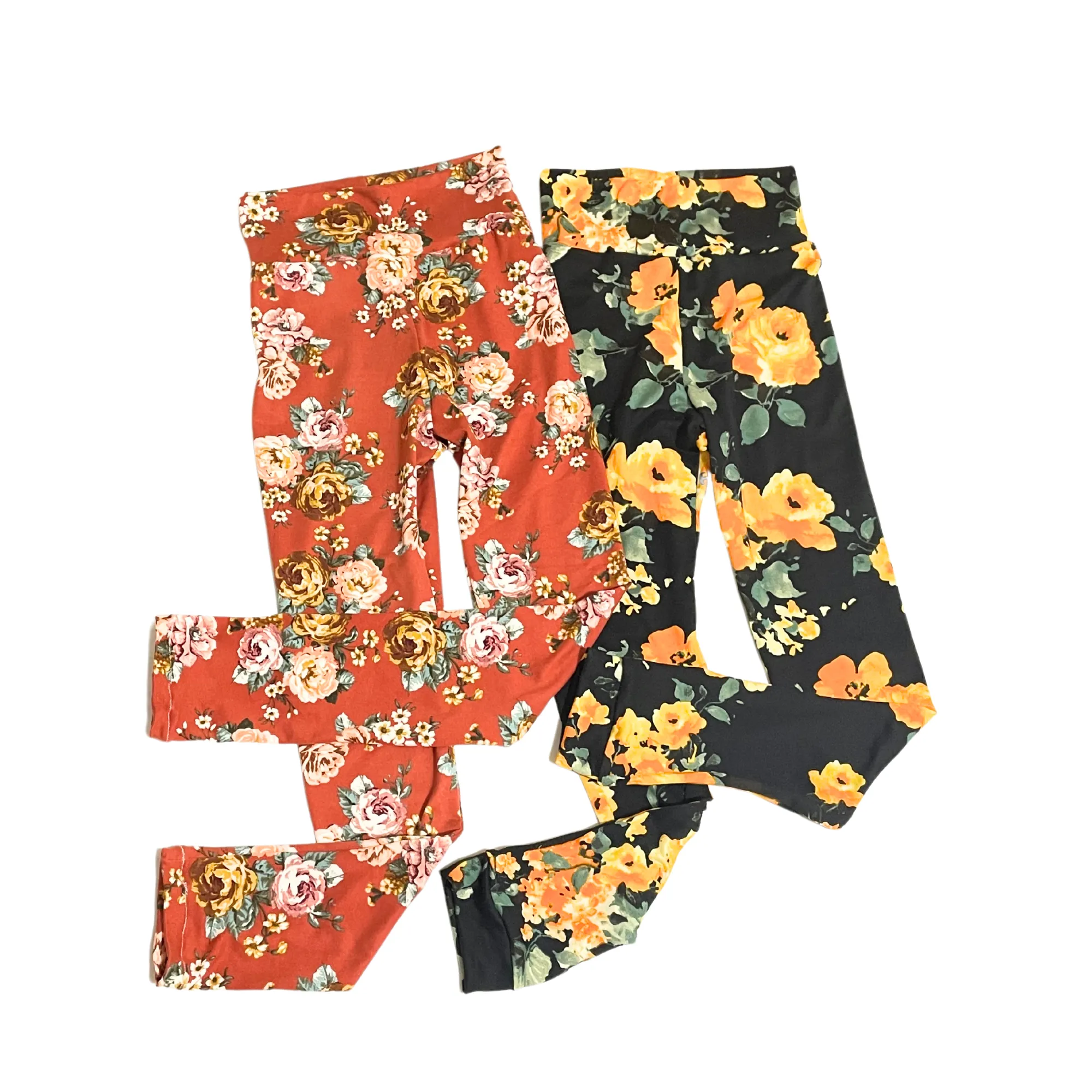 Aqua Floral Leggings For Girls