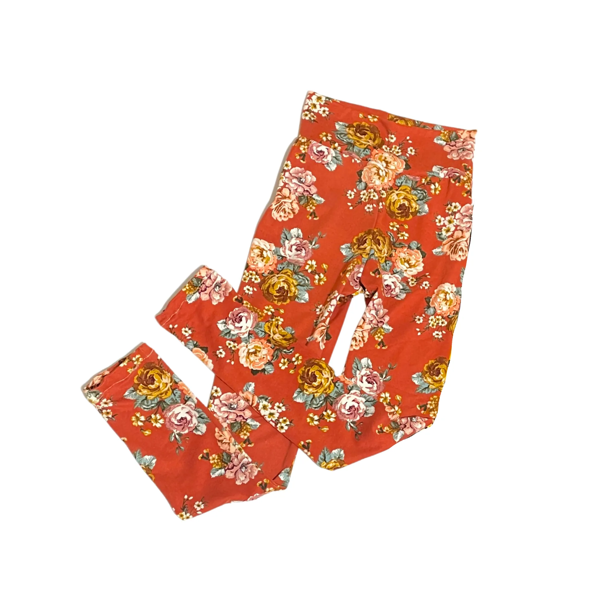 Aqua Floral Leggings For Girls