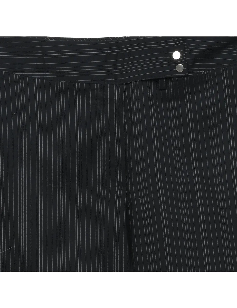 Black Casual Pinstriped Trousers - W36 L29