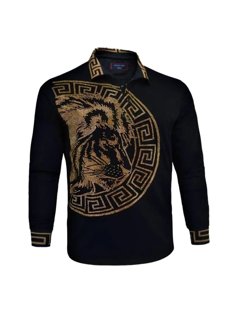 Black Men's Long Sleeve Polo Shirt Fashion Design