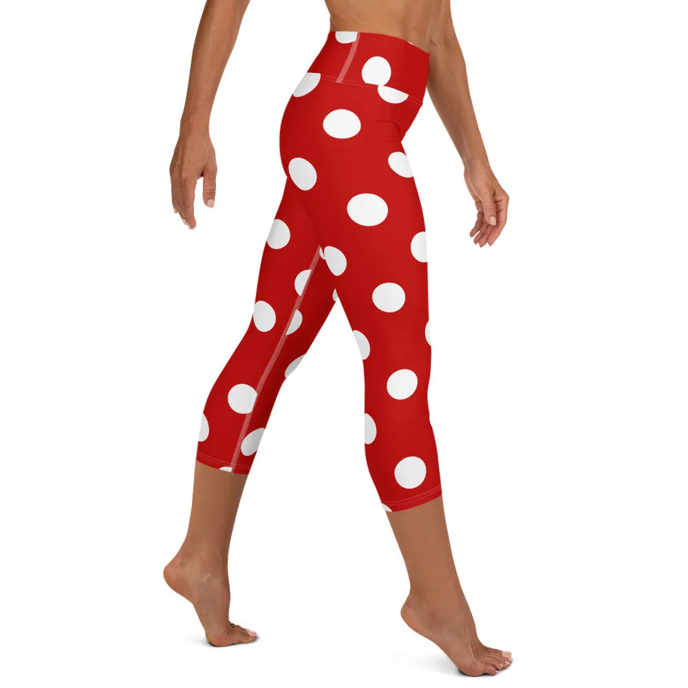 Capri Leggings Classic Red and White Yoga Capri Leggings, lioness-love