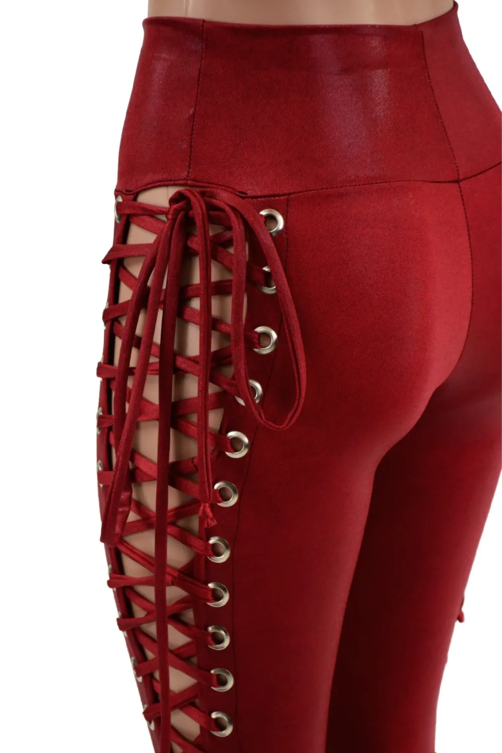 Coagulant Red Lace Up Leggings