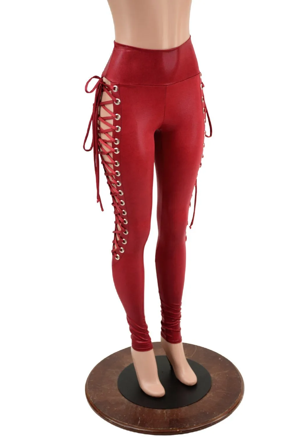 Coagulant Red Lace Up Leggings