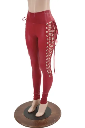 Coagulant Red Lace Up Leggings