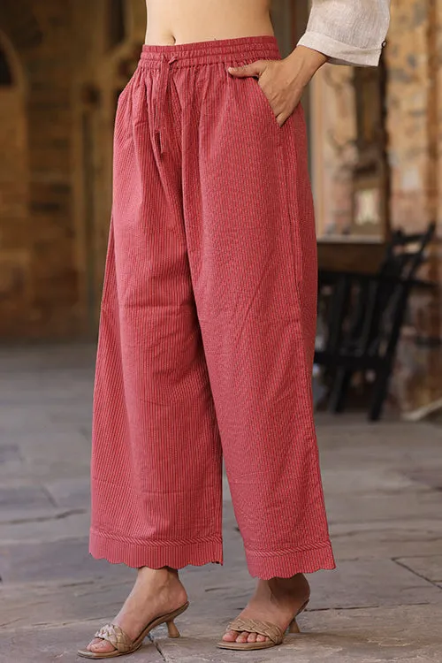 Dharan Scallop Cotton Coral Pants