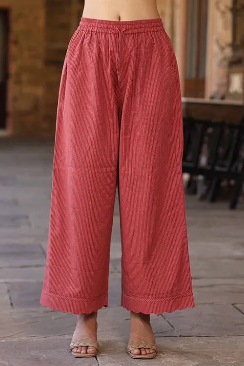 Dharan Scallop Cotton Coral Pants