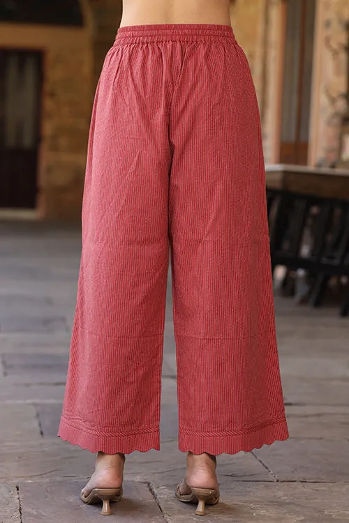 Dharan Scallop Cotton Coral Pants