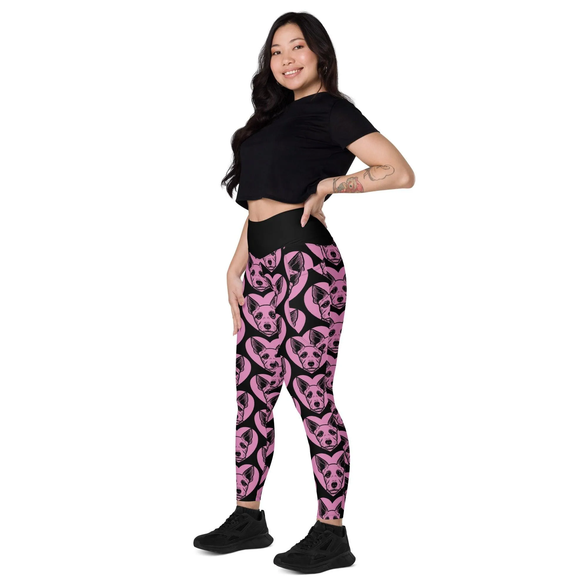 DOG BREED LEGGINGS with pockets - BRAZILIAN TERRIER - HERTTAHOUND - pink