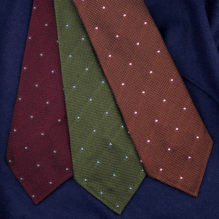 Dotted Grenadine / Garza Fina Bespoke Tie - Burgundy / Grey