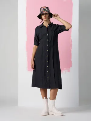 Echo Shirt Dress in Midnight