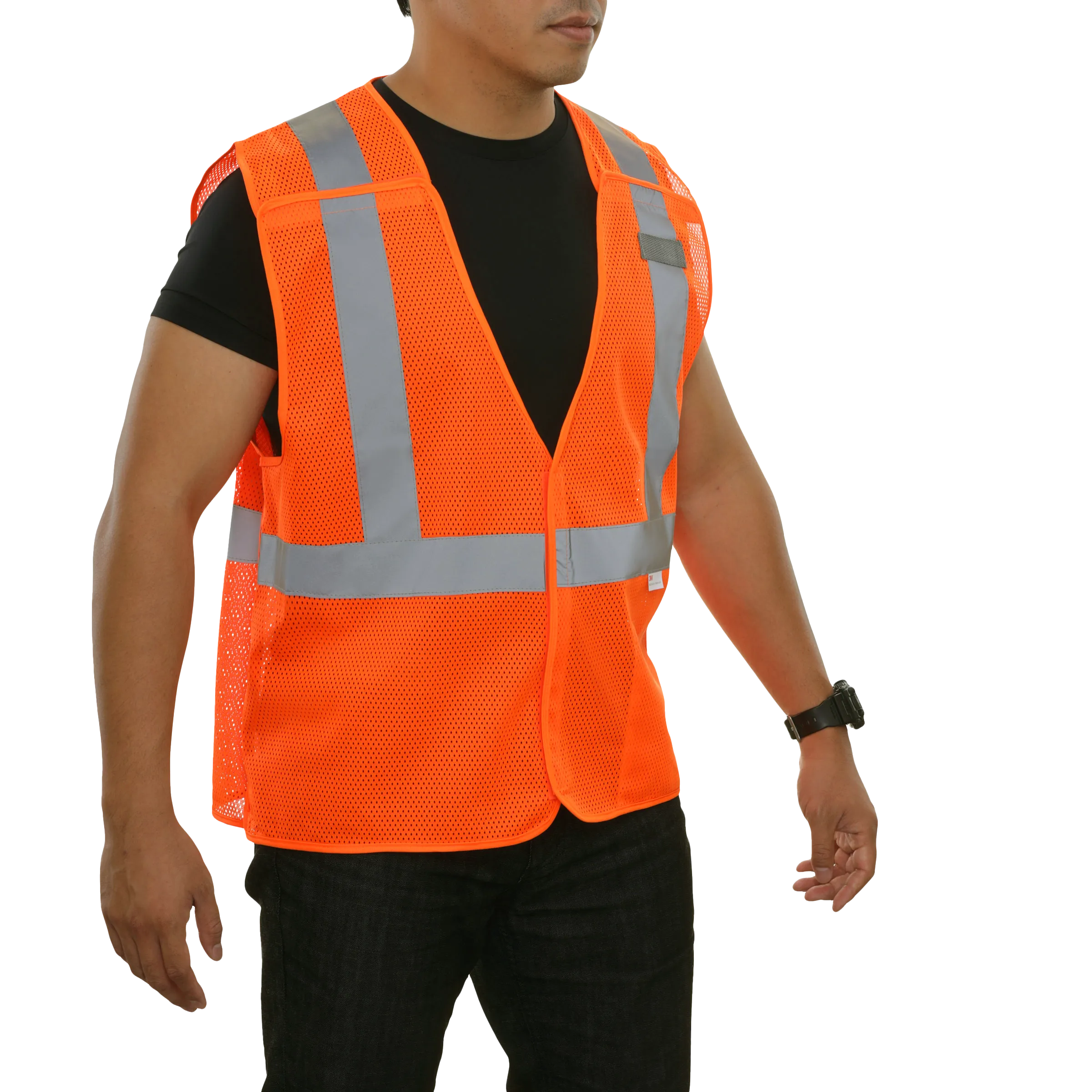 Economy Safety Vest Hi Vis Vest 5pt Breakaway Mesh Red-Orange ANSI 2