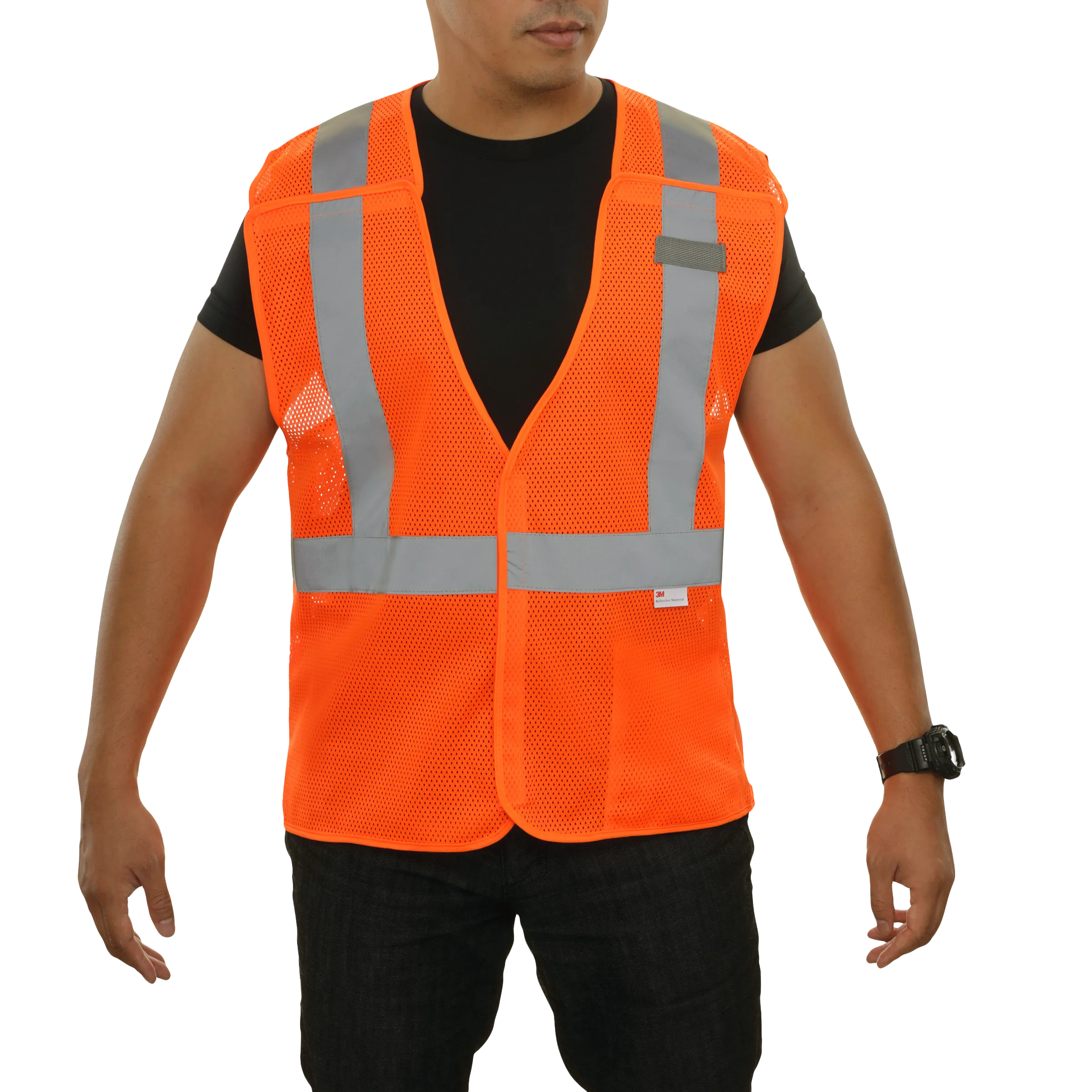 Economy Safety Vest Hi Vis Vest 5pt Breakaway Mesh Red-Orange ANSI 2