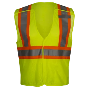 Economy Safety Vest Hi Vis Vest 5pt Breakaway Orange Mesh ANSI 2