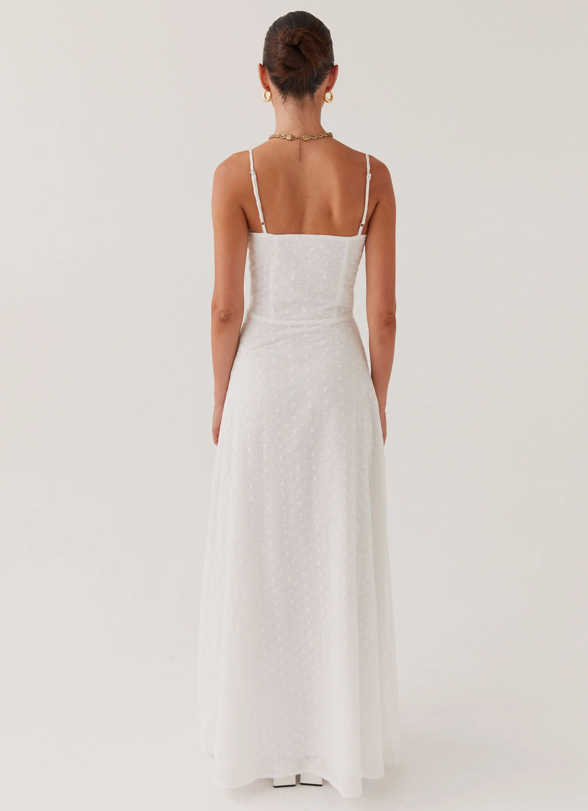 Elsie Broderie Maxi Dress - White