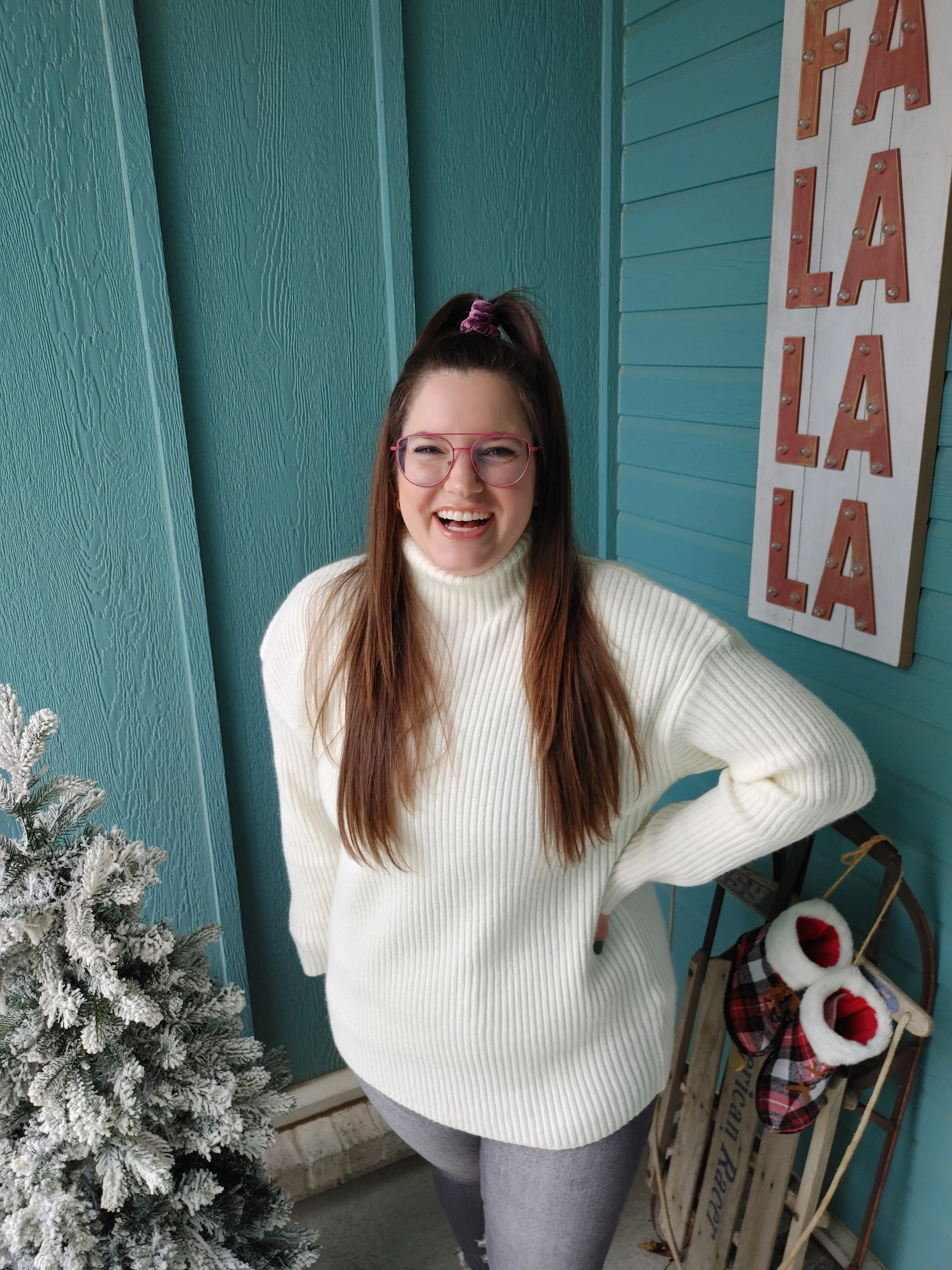 Enchanted Cream Ribbed Turtleneck