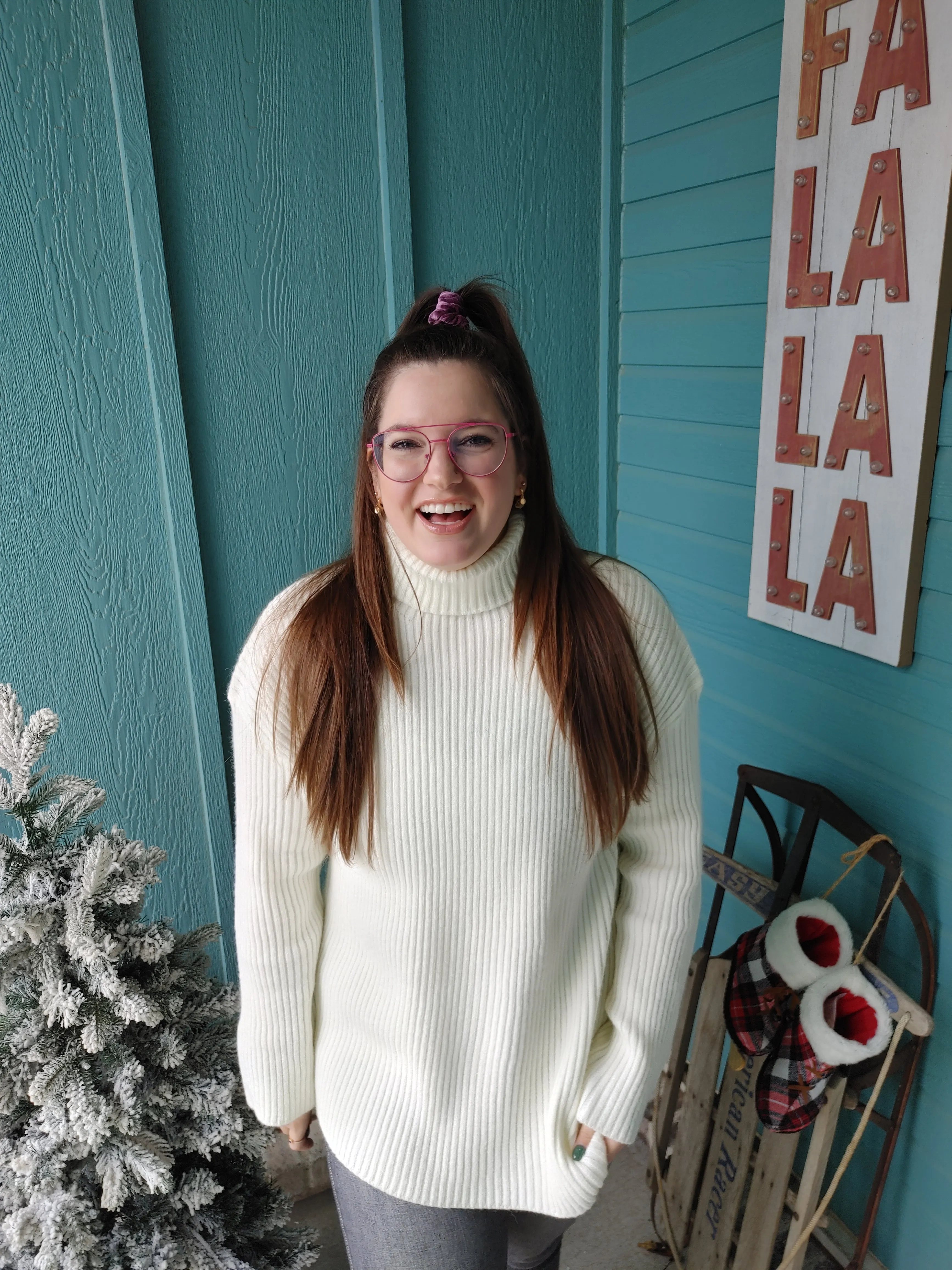 Enchanted Cream Ribbed Turtleneck