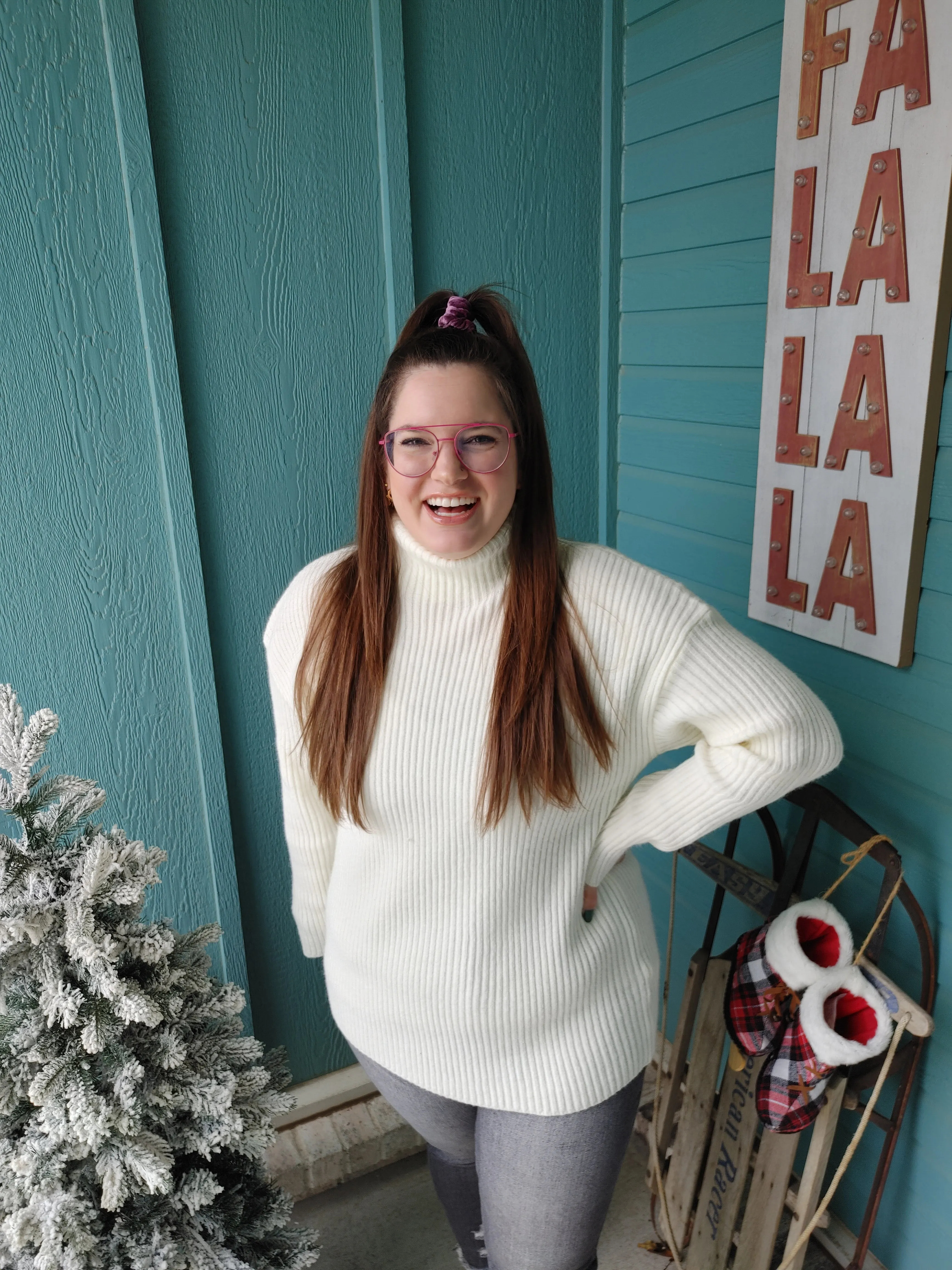 Enchanted Cream Ribbed Turtleneck