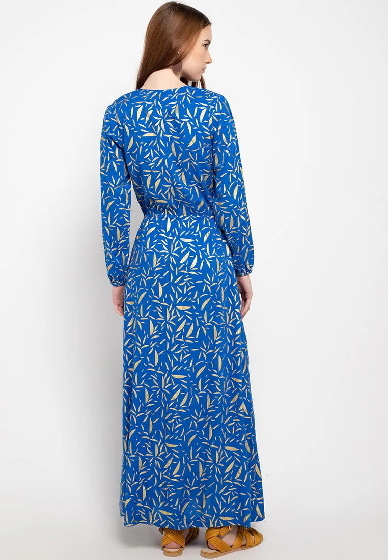 Fahira Maxi Gold Leafs Blue