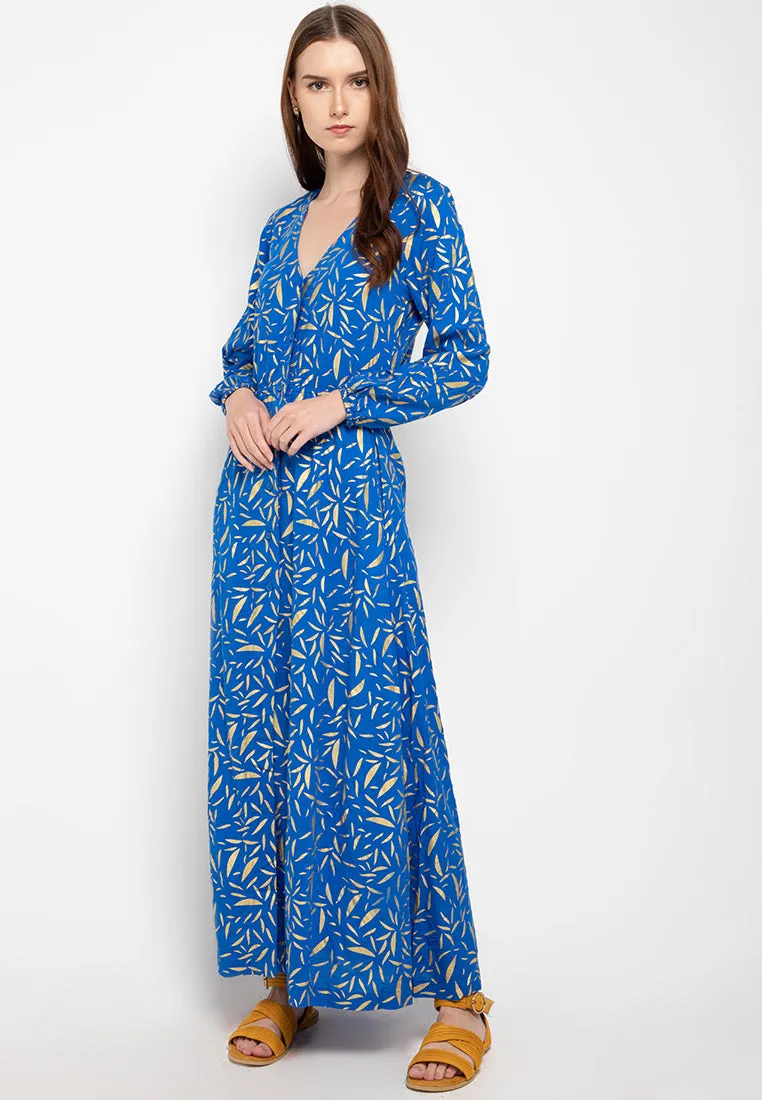 Fahira Maxi Gold Leafs Blue