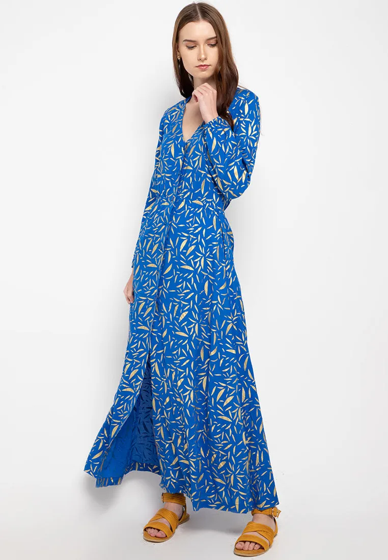 Fahira Maxi Gold Leafs Blue