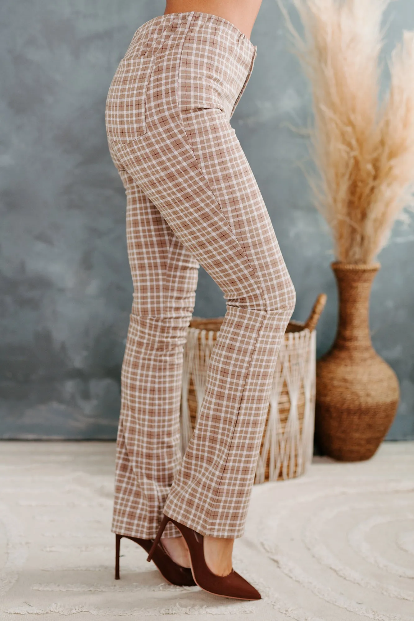 Famous Last Words Plaid Pants (Camel)