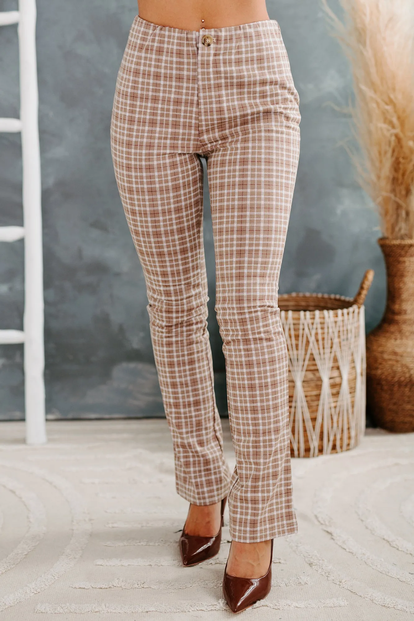 Famous Last Words Plaid Pants (Camel)