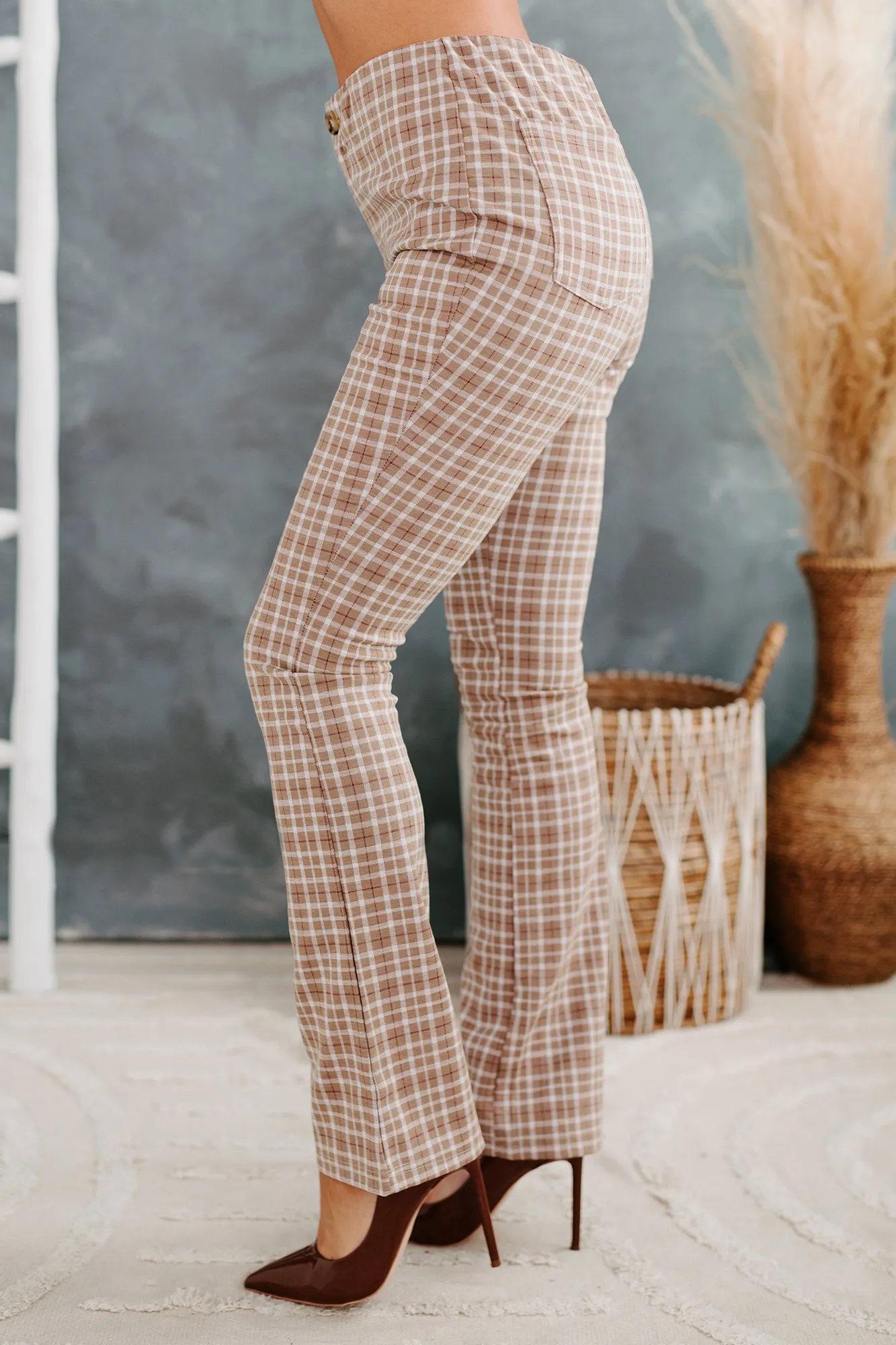 Famous Last Words Plaid Pants (Camel)