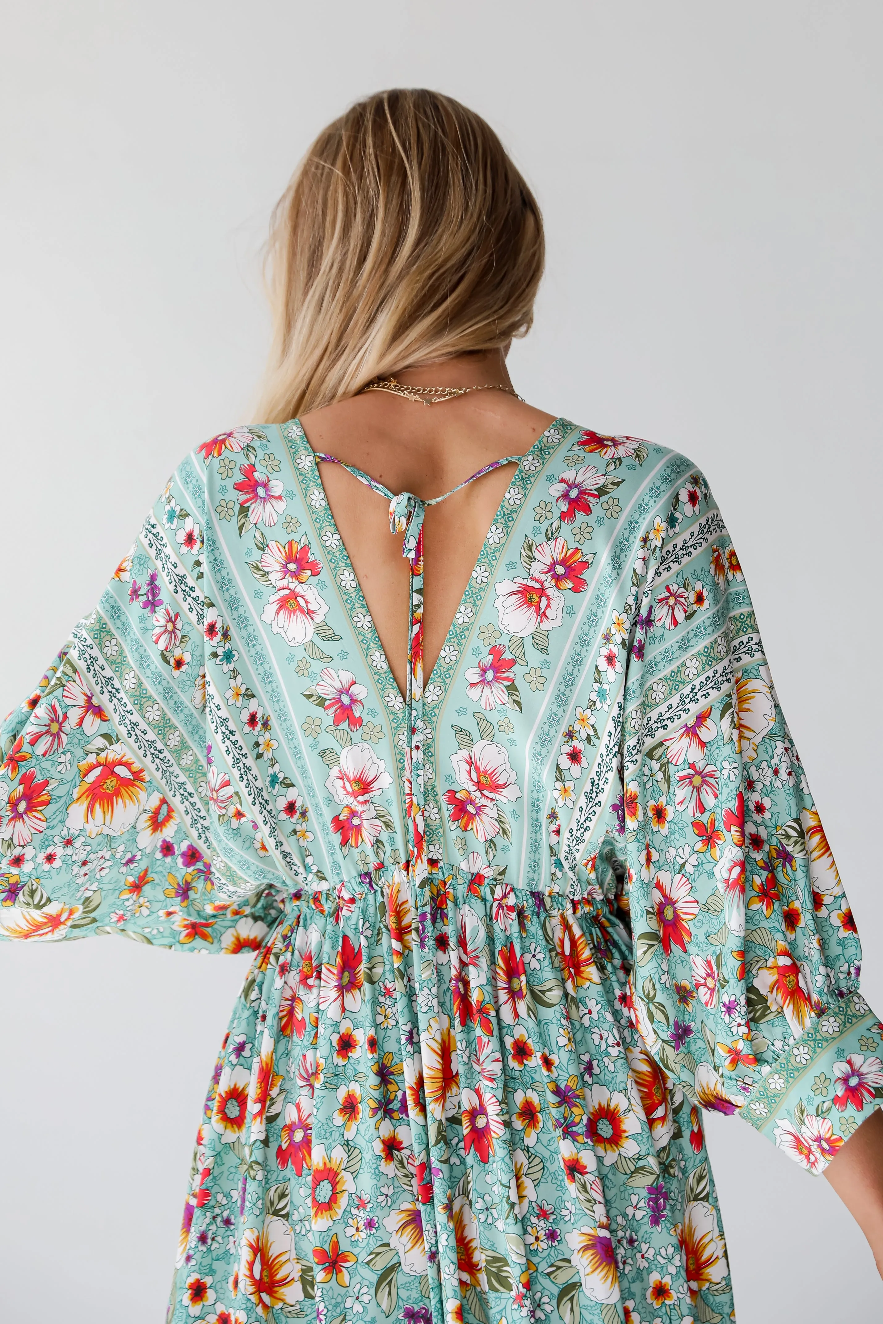 FINAL SALE - Bohemian Sun Jade Floral Maxi Dress