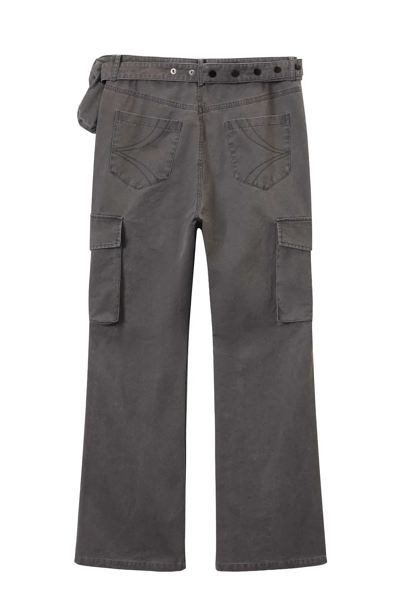 Flared Cargo Pants with Detachable Waist-Bag