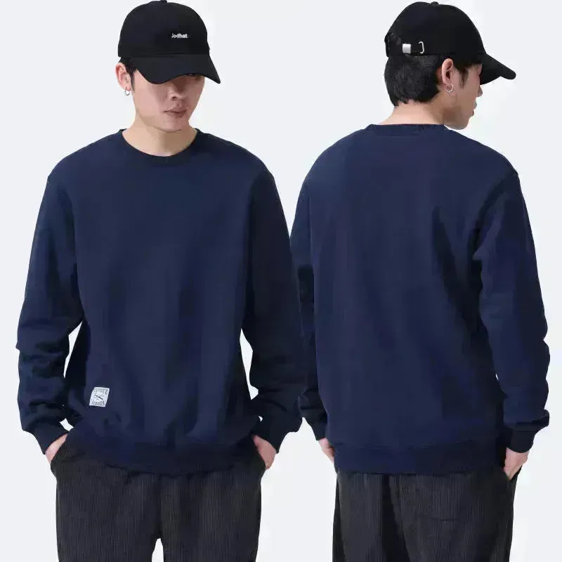 Fleece-lined Teens Oversized Winter cotton Pullover tops Round neck Sweatshirt