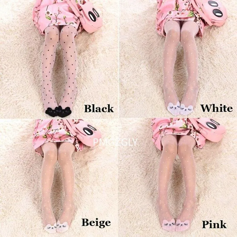 Girls Cute Cat Cartoon Character Sheer Thin Stockings