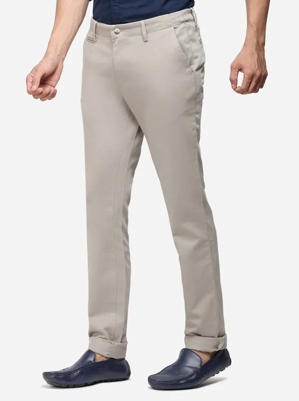 Grey Solid Super Slim Fit Casual Trouser | Greenfibre