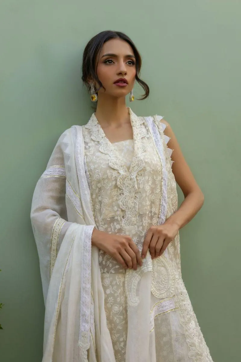 Insia Sohail - Naura - Ivory white - 3 Piece - Khaadar