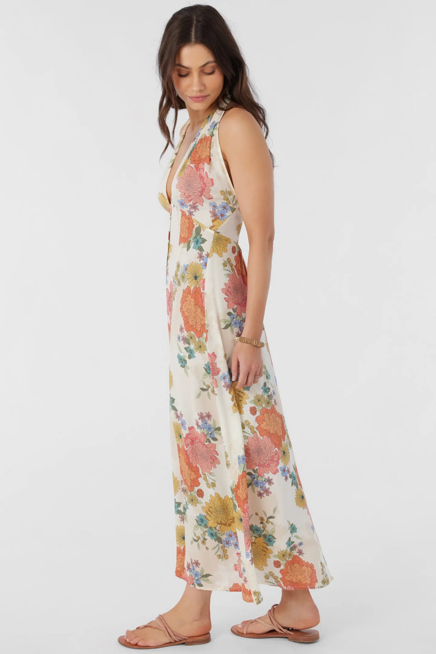 JEMMA KALI FLORAL HALTER MAXI DRESS