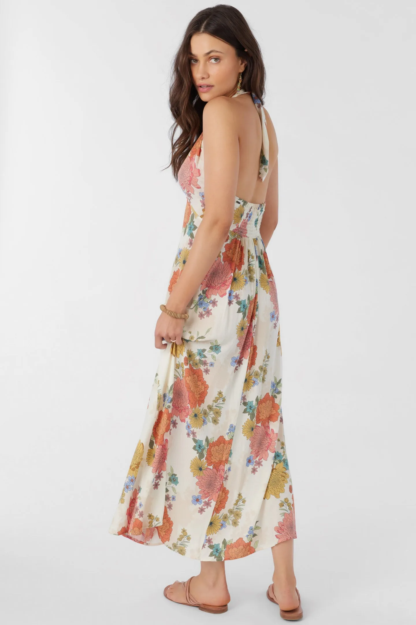 JEMMA KALI FLORAL HALTER MAXI DRESS