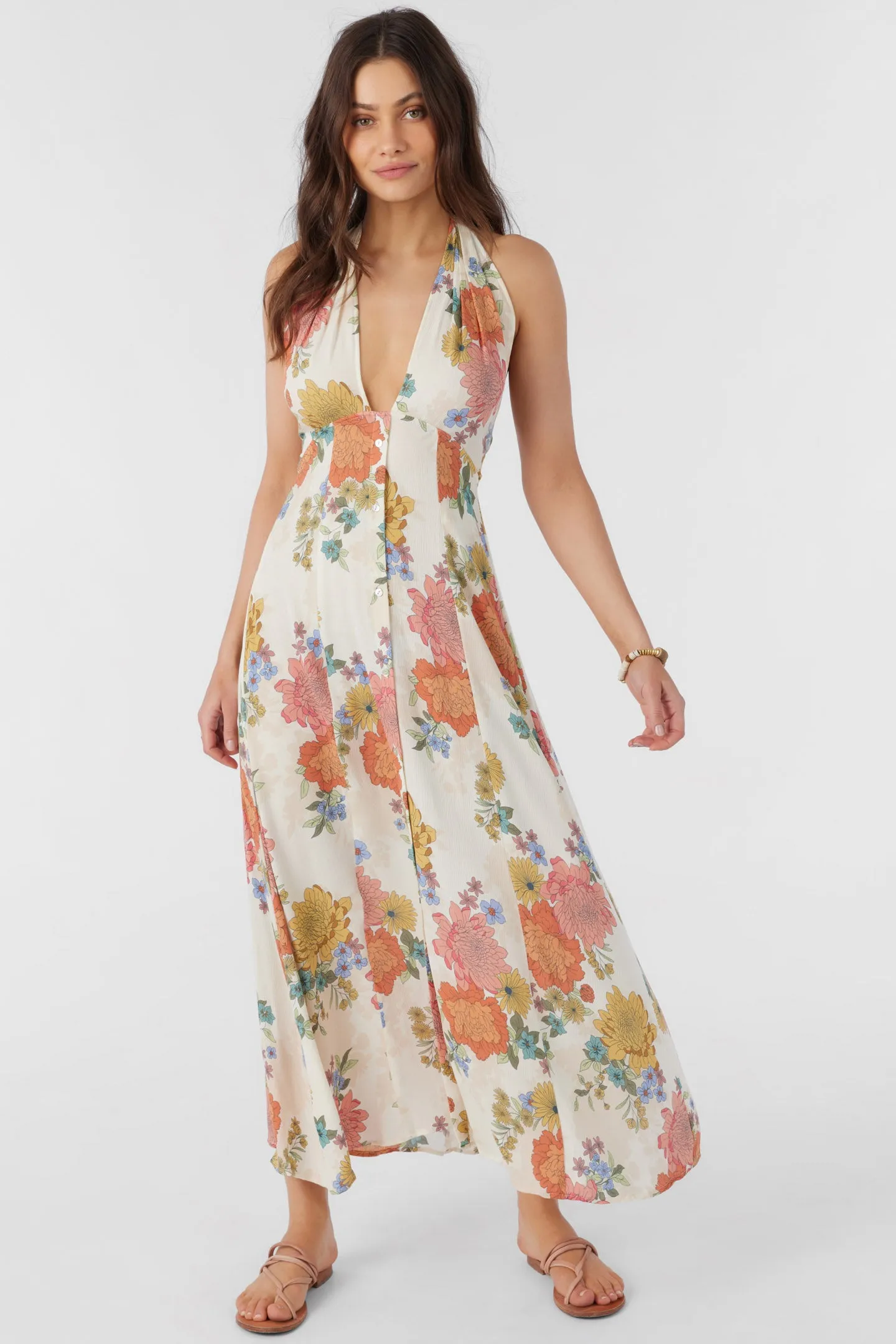 JEMMA KALI FLORAL HALTER MAXI DRESS