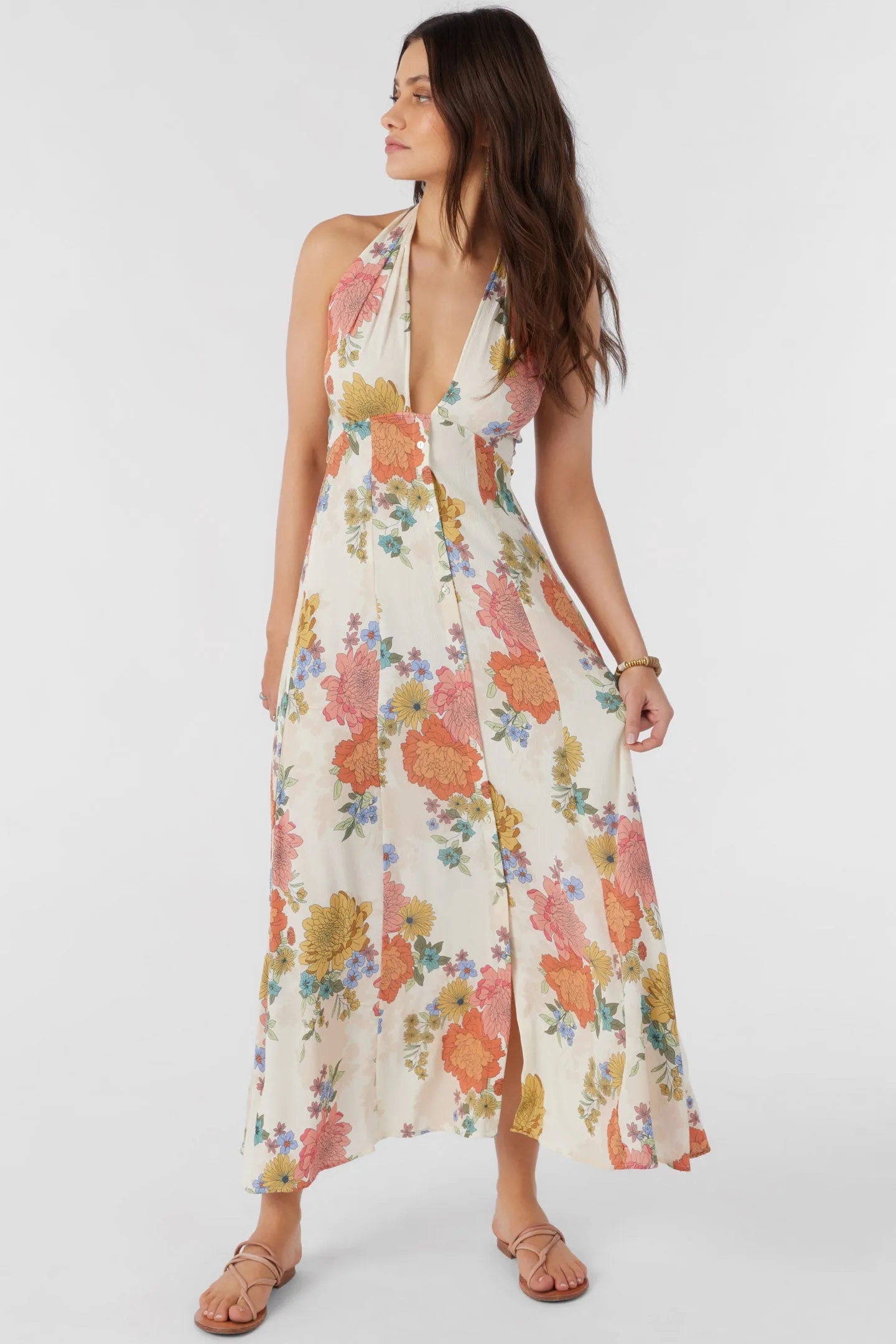 JEMMA KALI FLORAL HALTER MAXI DRESS