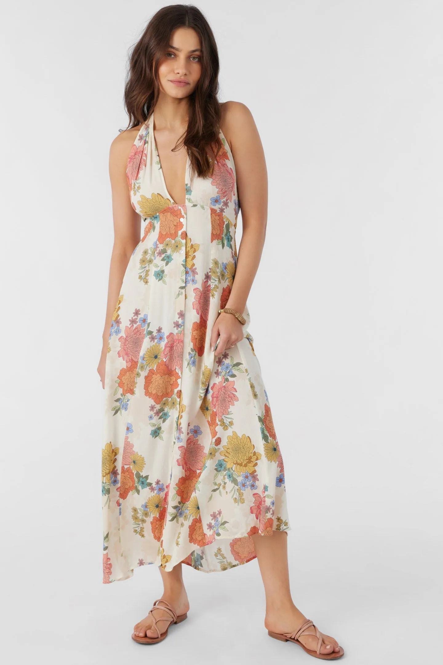 JEMMA KALI FLORAL HALTER MAXI DRESS