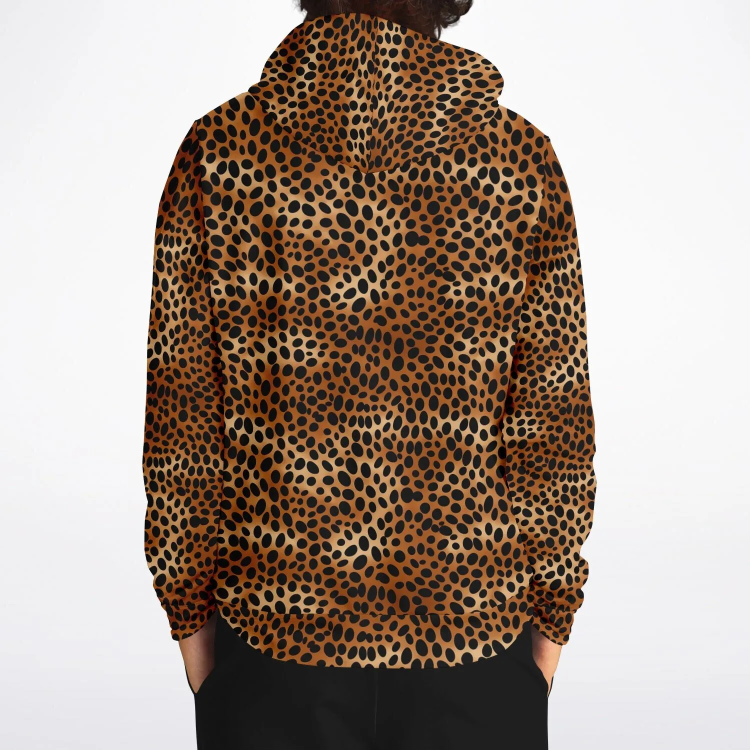 Leopard Hoodie, Cheetah Animal Print Brown Black Pullover Men Women Adult Aesthetic Graphic Cotton Hooded Sweatshirt with Pockets