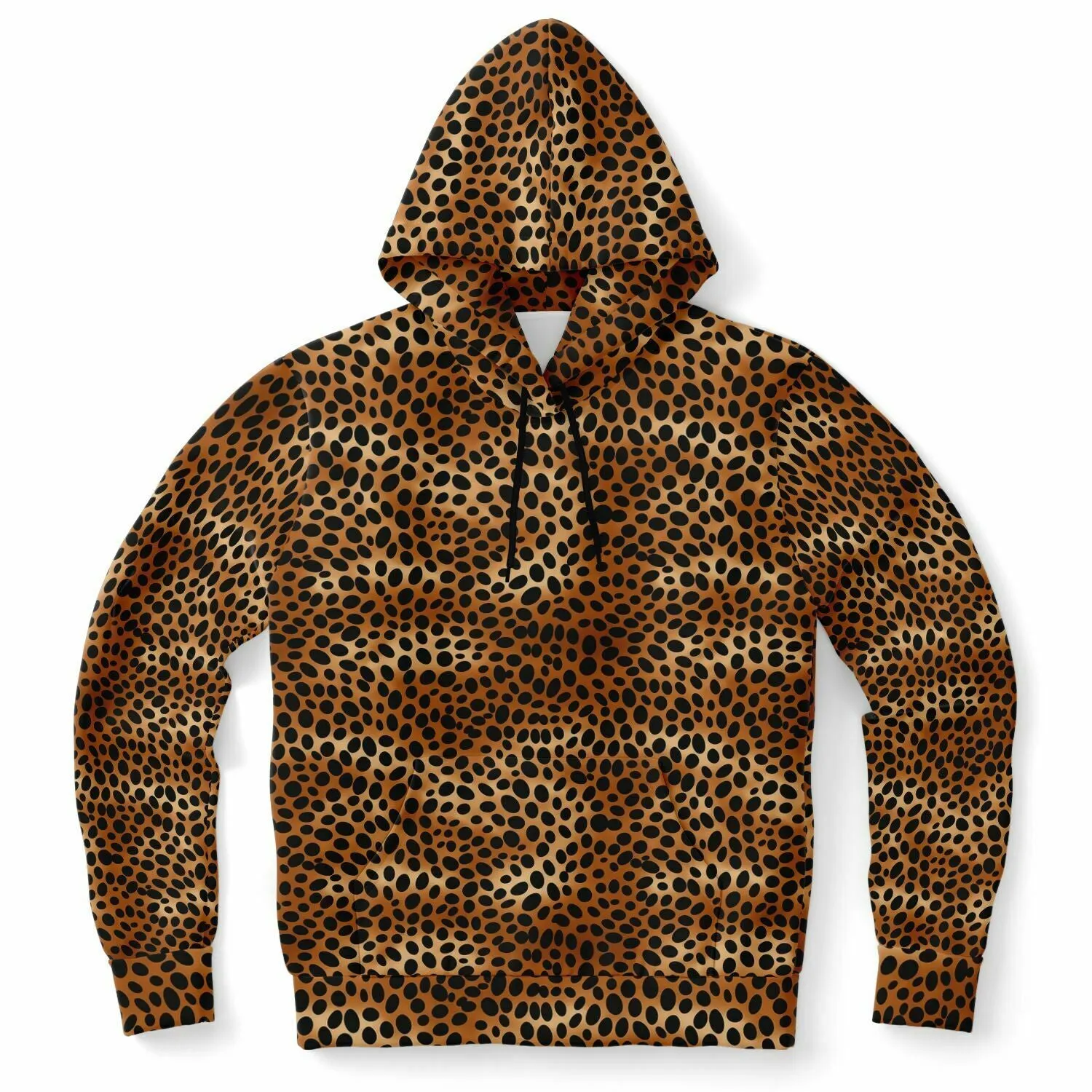 Leopard Hoodie, Cheetah Animal Print Brown Black Pullover Men Women Adult Aesthetic Graphic Cotton Hooded Sweatshirt with Pockets