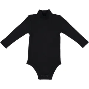 LIL LEGS BLACK RIBBED TURTLENECK ONESIE