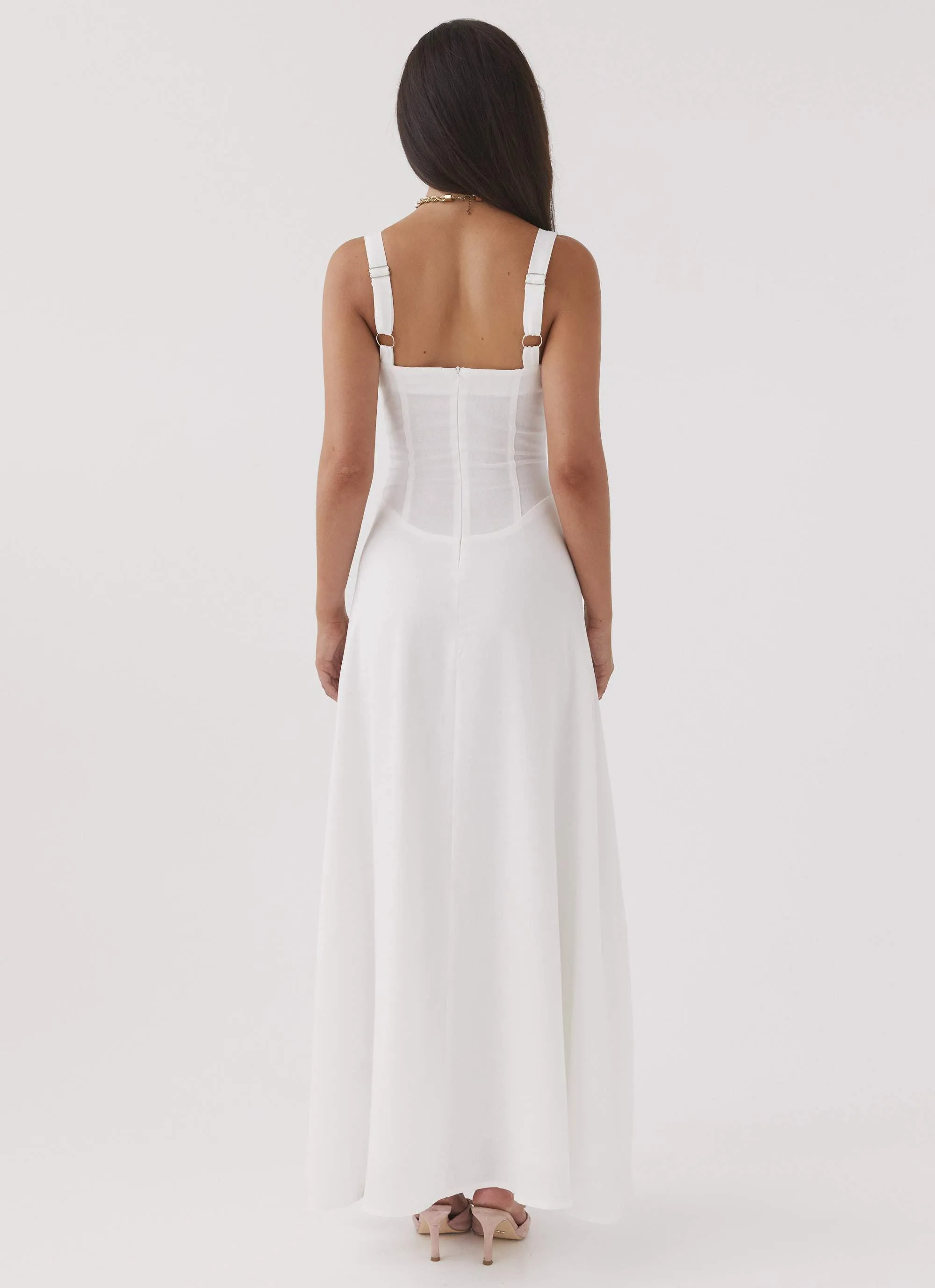 Lucie Linen Maxi Dress - White