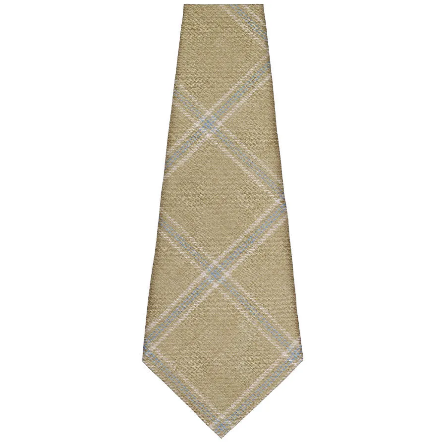 Maison Hellard Bespoke Linen Tie - Beige Windowpane