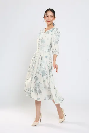 Marcy Maxi Dress in Grey Floral