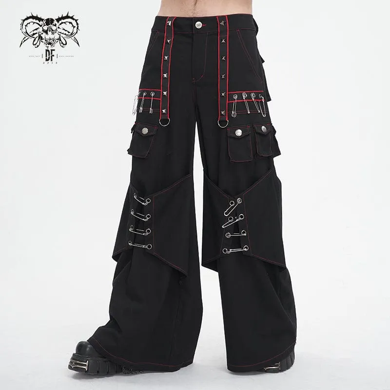 Men's Gothic Pin Studded Flared Pants