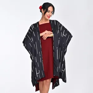 Modal Printed Cape For Women | Reversible | Flattering Fit | Black & Maroon