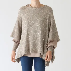 Nocciola Sequin Alpaca Blend Cape